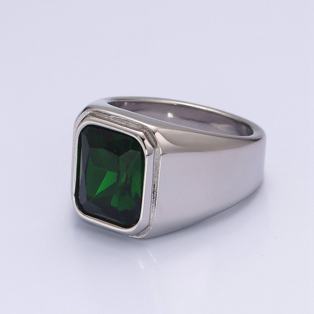 Stainless Steel Signet Rings for Men Black Silver Simple Square CZ Solid Polished Biker Band Pinky Thumb Ring O-814~O-820
