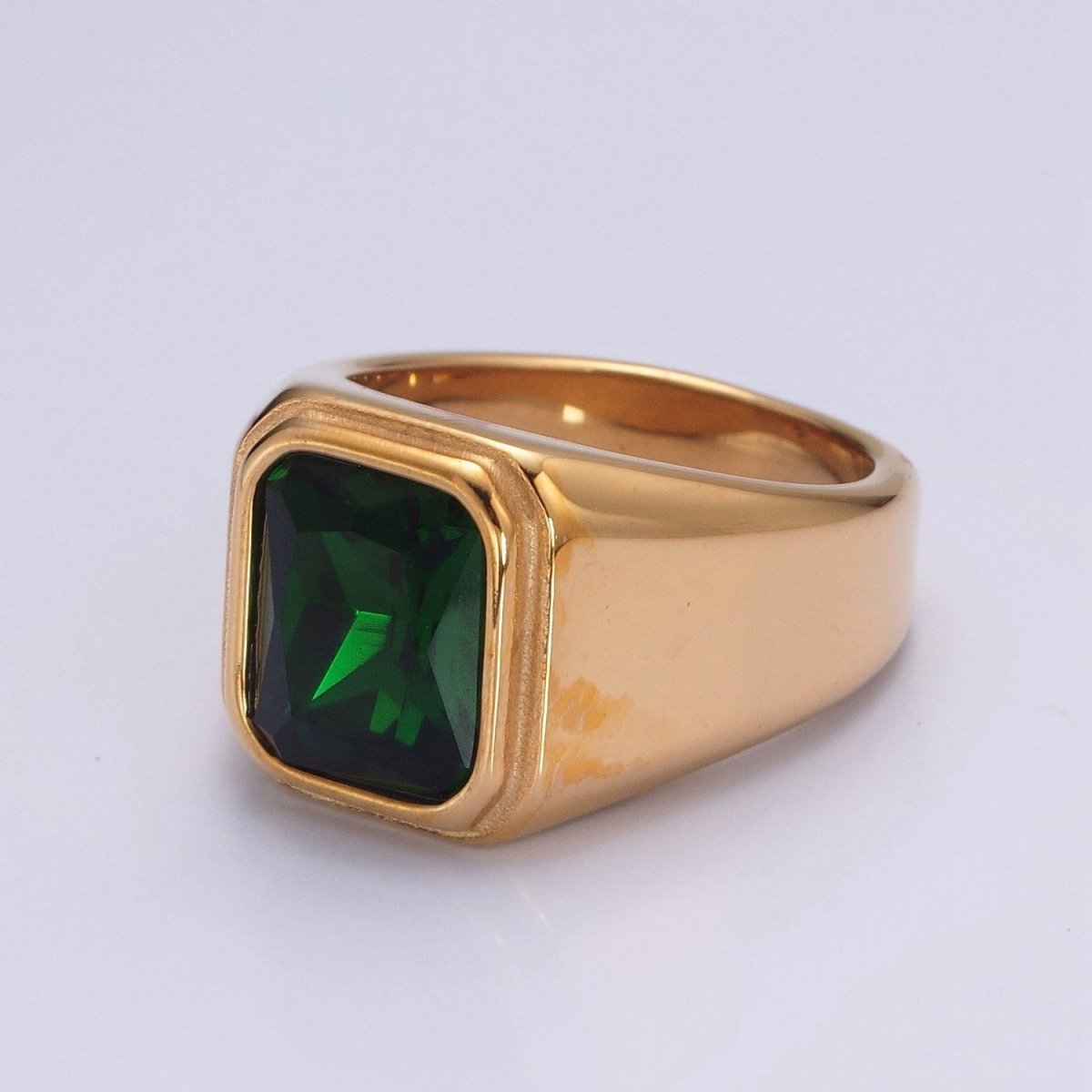 Stainless Steel Signet Rings for Men Black Silver Simple Square CZ Solid Polished Biker Band Pinky Thumb Ring O-814~O-820