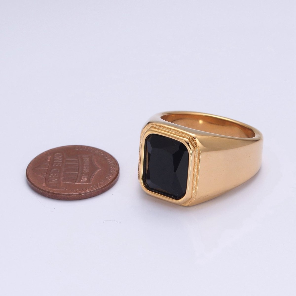 Stainless Steel Signet Rings for Men Black Silver Simple Square CZ Solid Polished Biker Band Pinky Thumb Ring O-814~O-820
