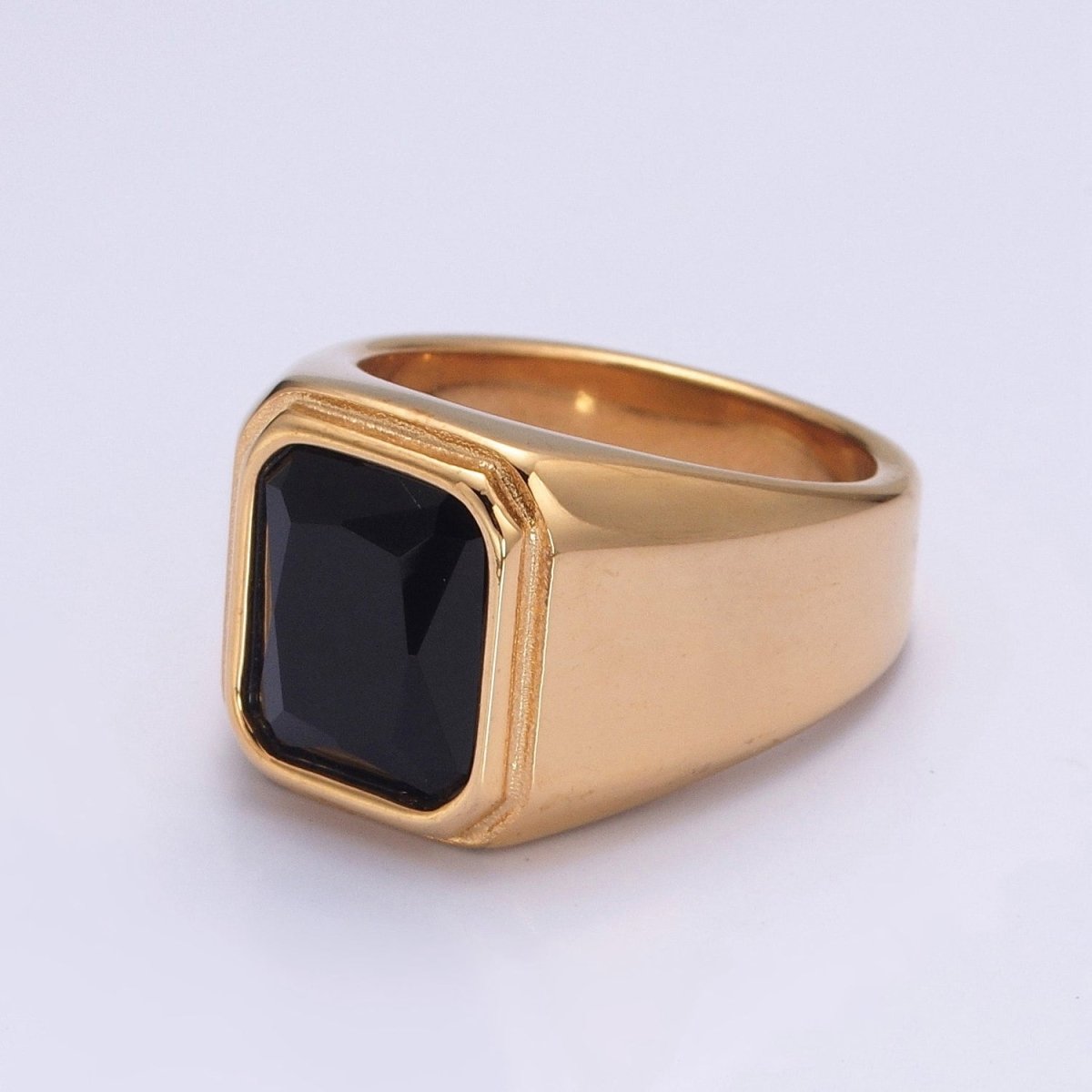 Stainless Steel Signet Rings for Men Black Silver Simple Square CZ Solid Polished Biker Band Pinky Thumb Ring O-814~O-820