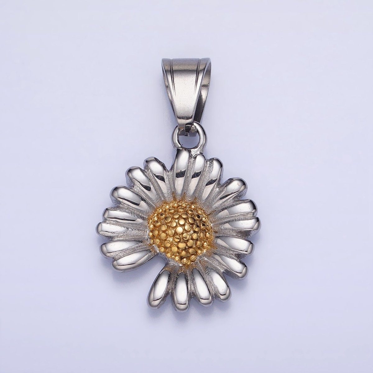 Stainless Steel Sunflower Nature Plant Mixed Metal Pendant | P1155