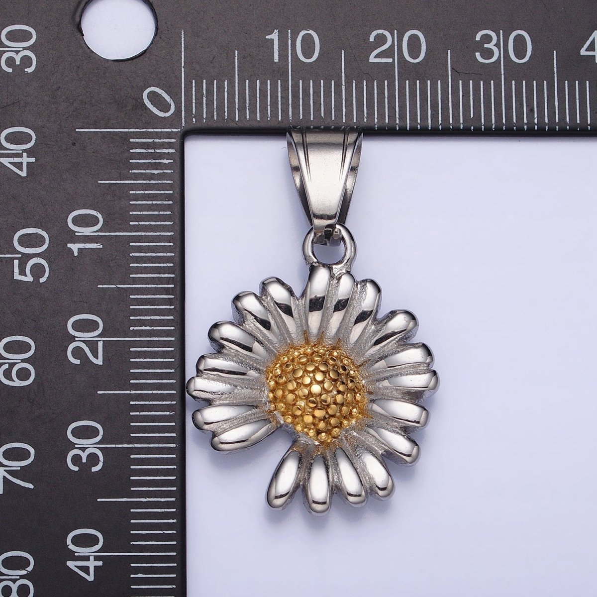Stainless Steel Sunflower Nature Plant Mixed Metal Pendant | P1155