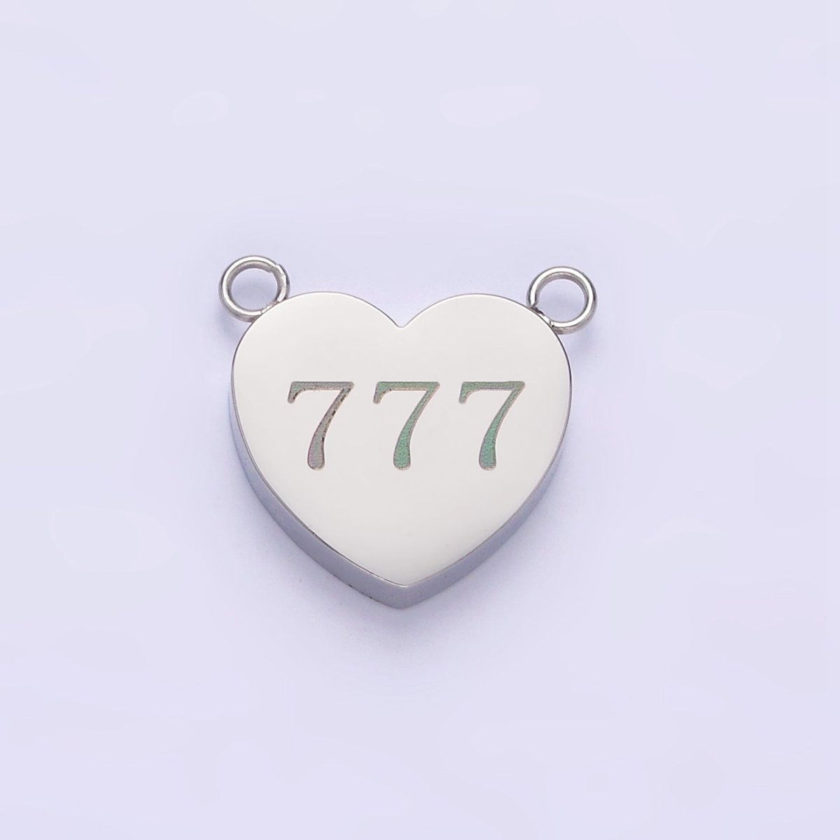 Stainless Steel White Gold Filled Angel Number Numerology Engraved Heart Connector | P-557-P-565