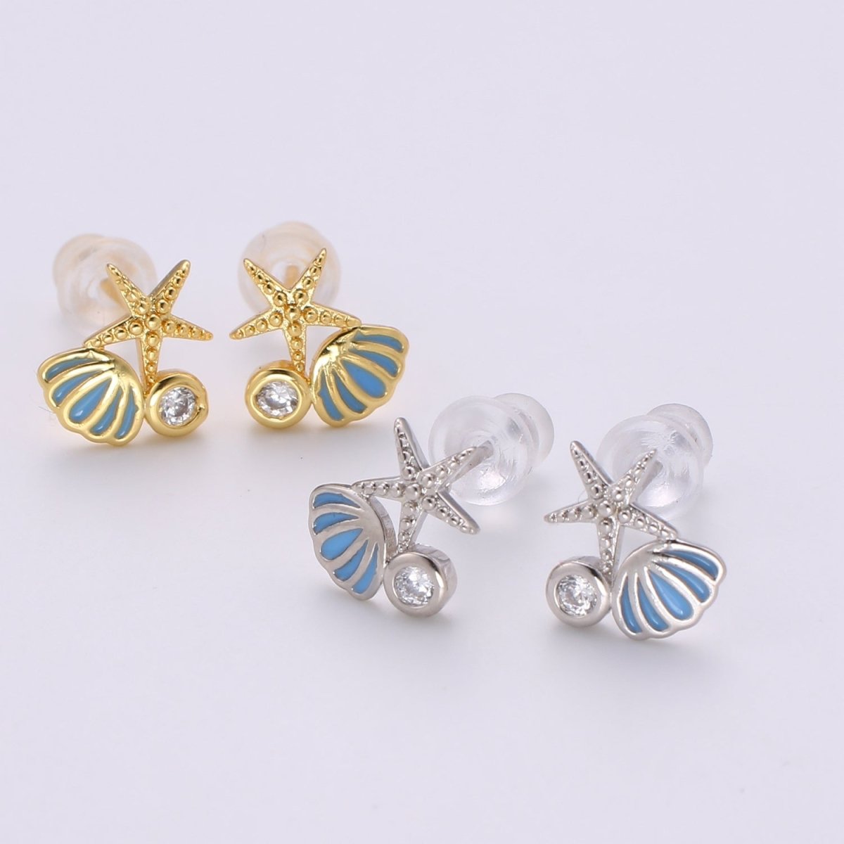 Starfish Ocean Under the Sea Stud Earring with Cz stone Q-378 Q-379