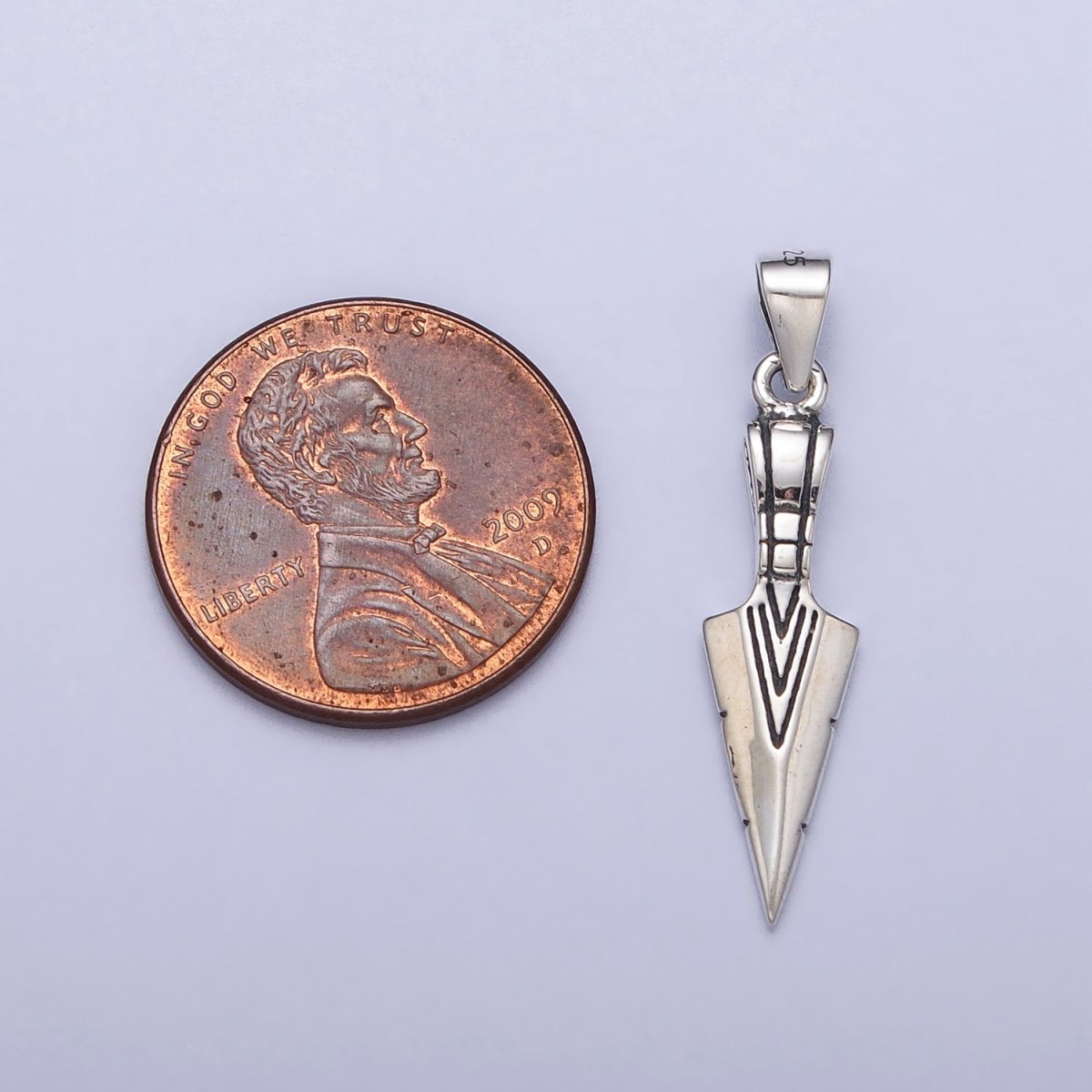 Sterling Silver S925 Line-Engraved Dagger Knife Pendant | SL-399