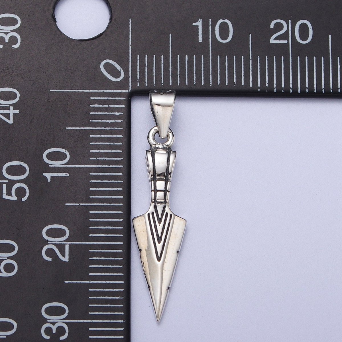 Sterling Silver S925 Line-Engraved Dagger Knife Pendant | SL-399