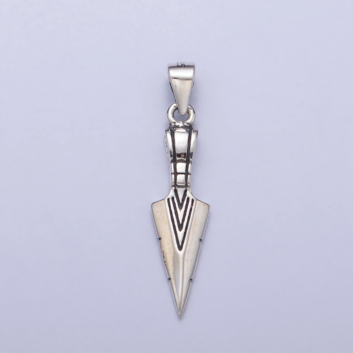 Sterling Silver S925 Line-Engraved Dagger Knife Pendant | SL-399