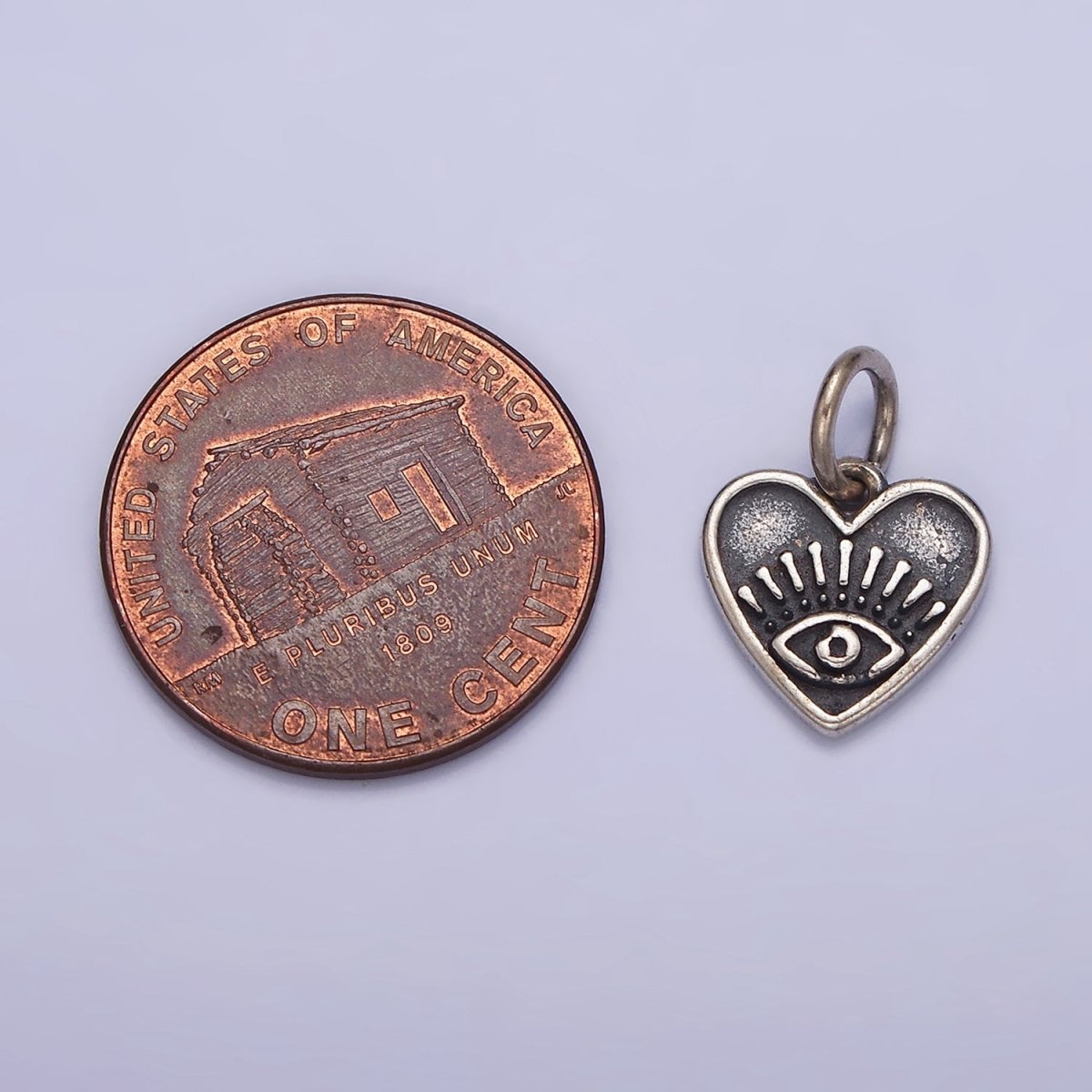 Sterling Silver S925 Mini Evil Eye Protection Heart Charm | SL-288