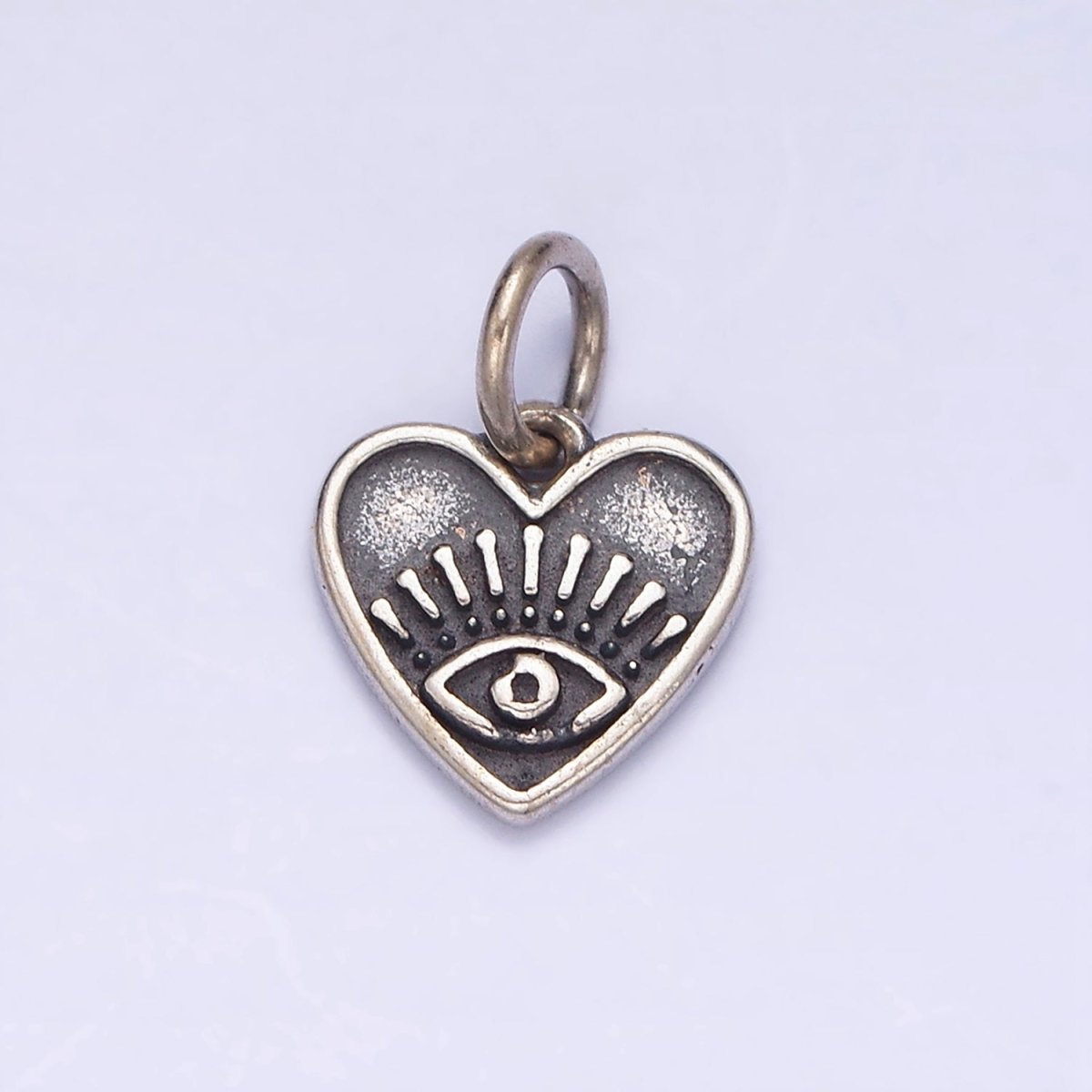 Sterling Silver S925 Mini Evil Eye Protection Heart Charm | SL-288