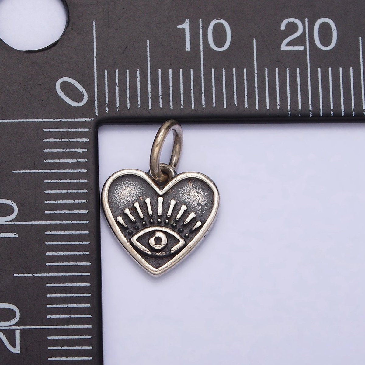 Sterling Silver S925 Mini Evil Eye Protection Heart Charm | SL-288