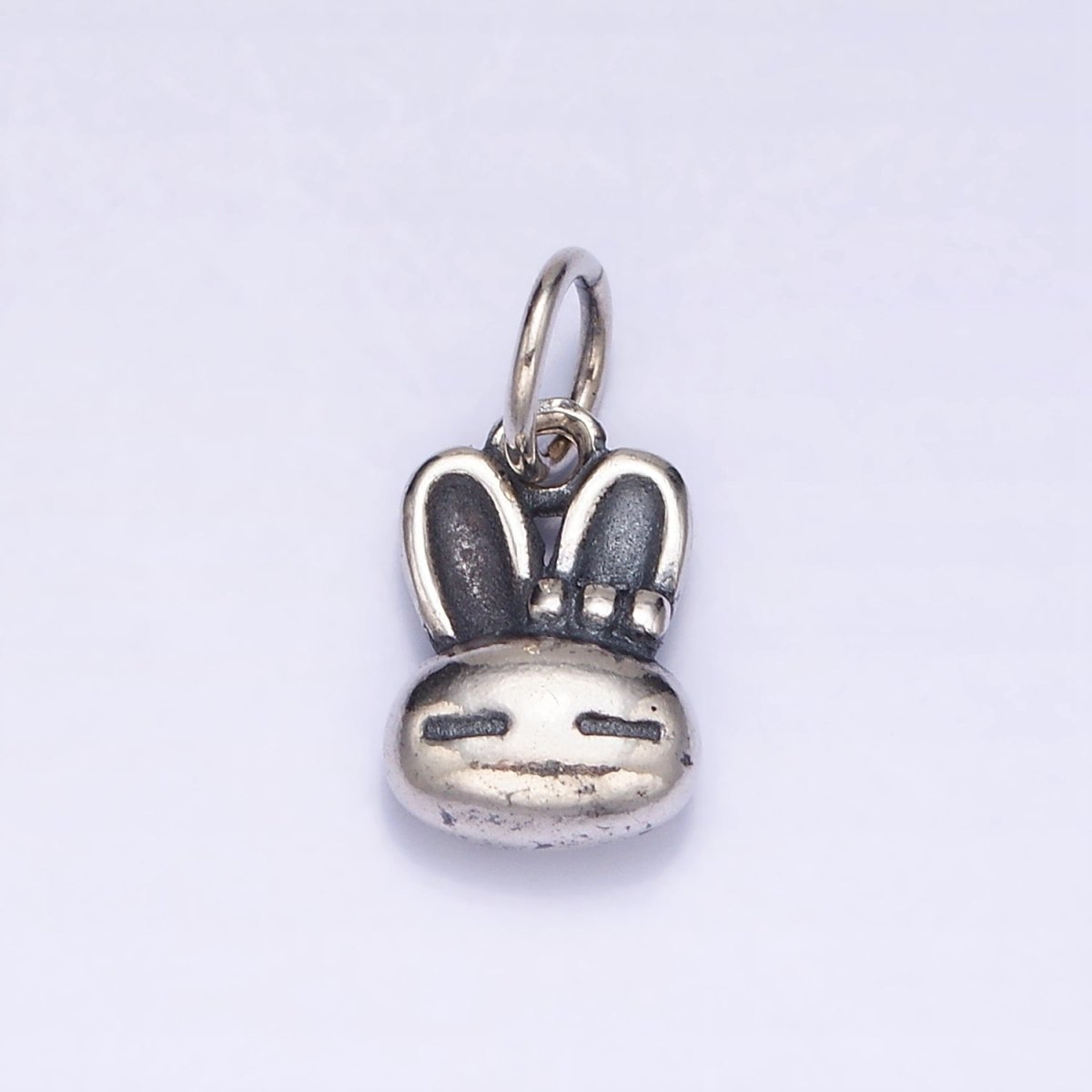 Sterling Silver S925 Pet Bunny Rabbit Head Bow Ribbon Animal Charm | SL-281