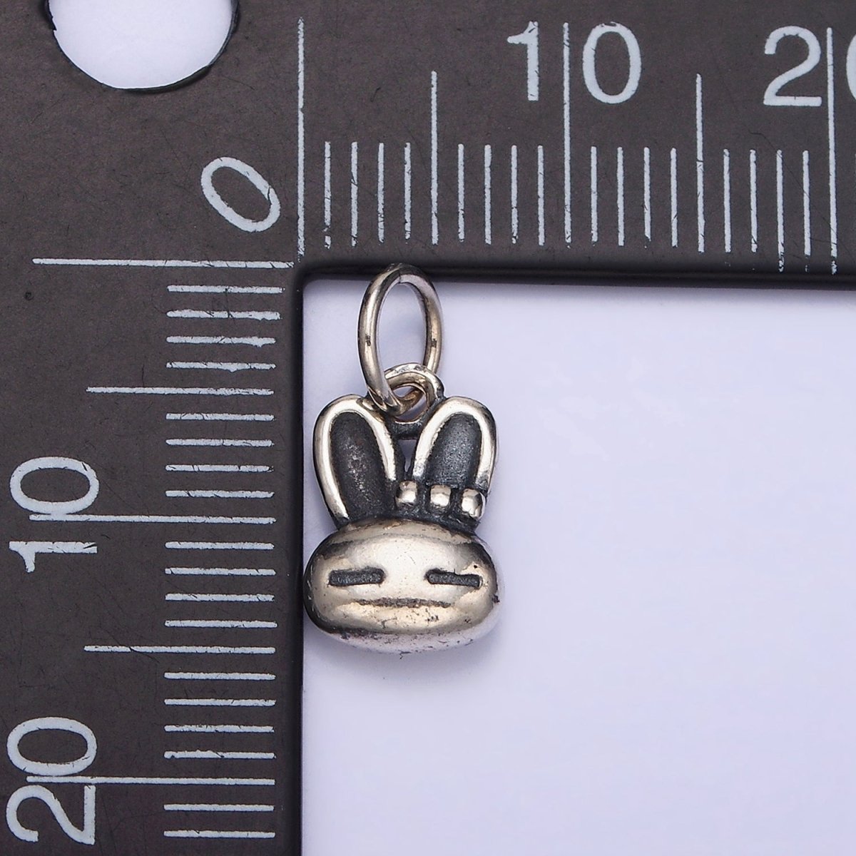 Sterling Silver S925 Pet Bunny Rabbit Head Bow Ribbon Animal Charm | SL-281