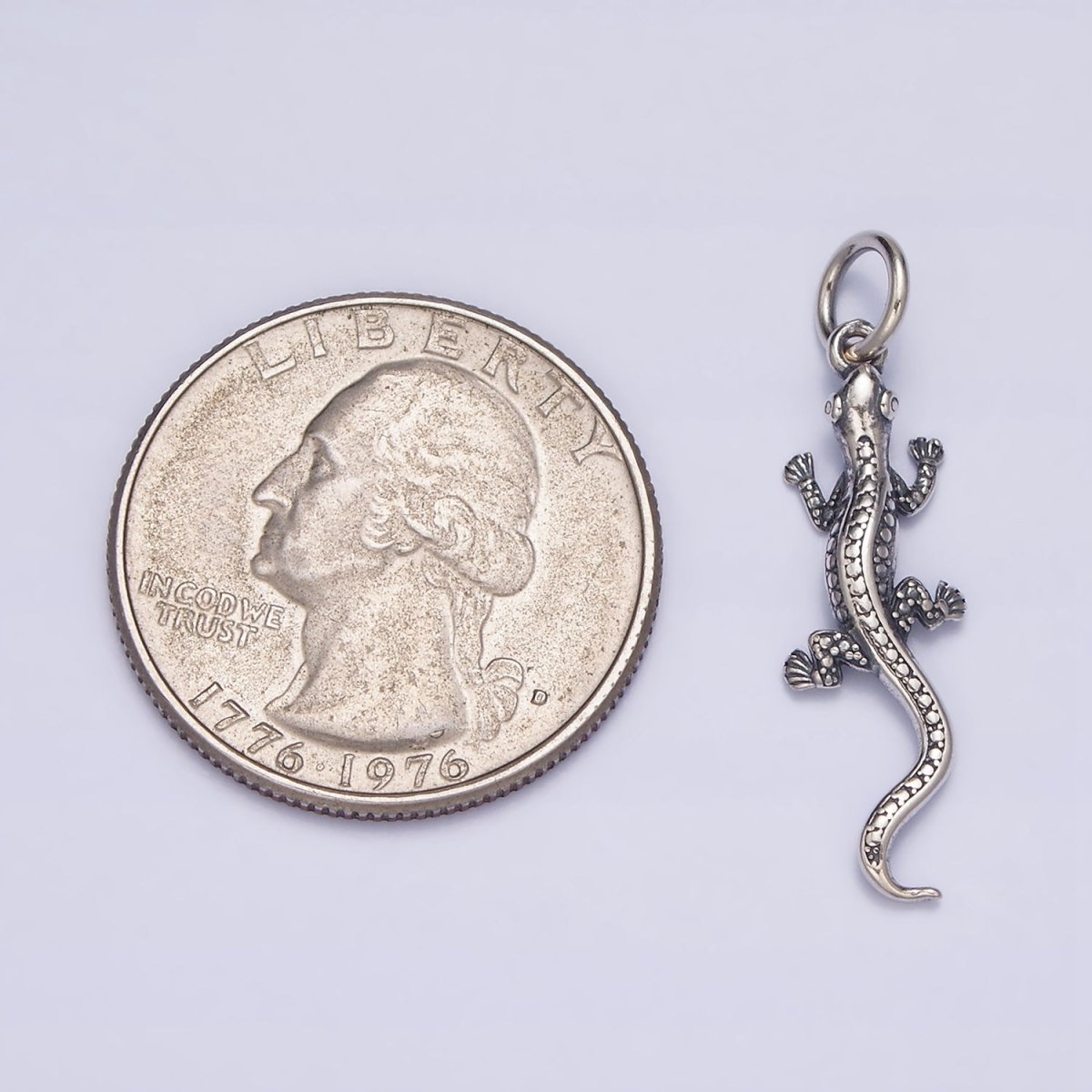 Sterling Silver S925 Pet Dotted Scale-Textured Lizard Gecko Pet Animal Charm | SL-293