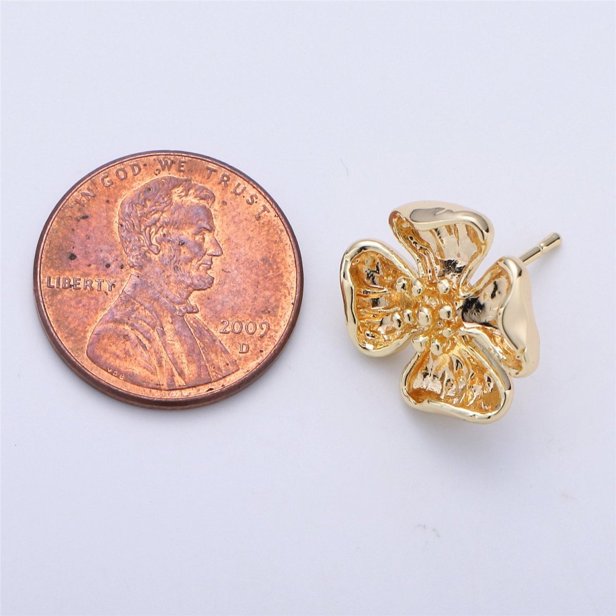 Stud Flower Earring Gold Filled Floral Earring Jewelry Component K-196