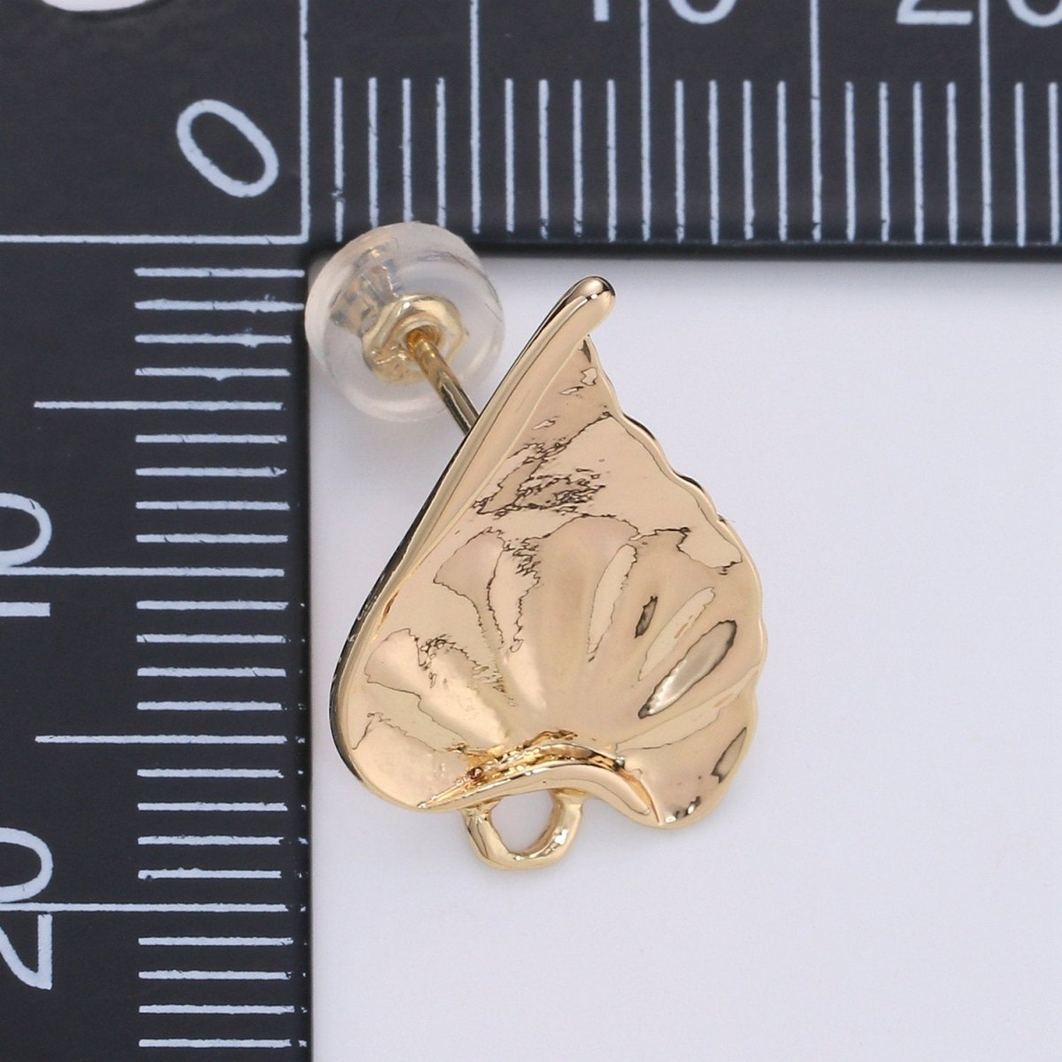 Stud Leaf Earring Gold Filled Nature Earring Jewelry Component L-011