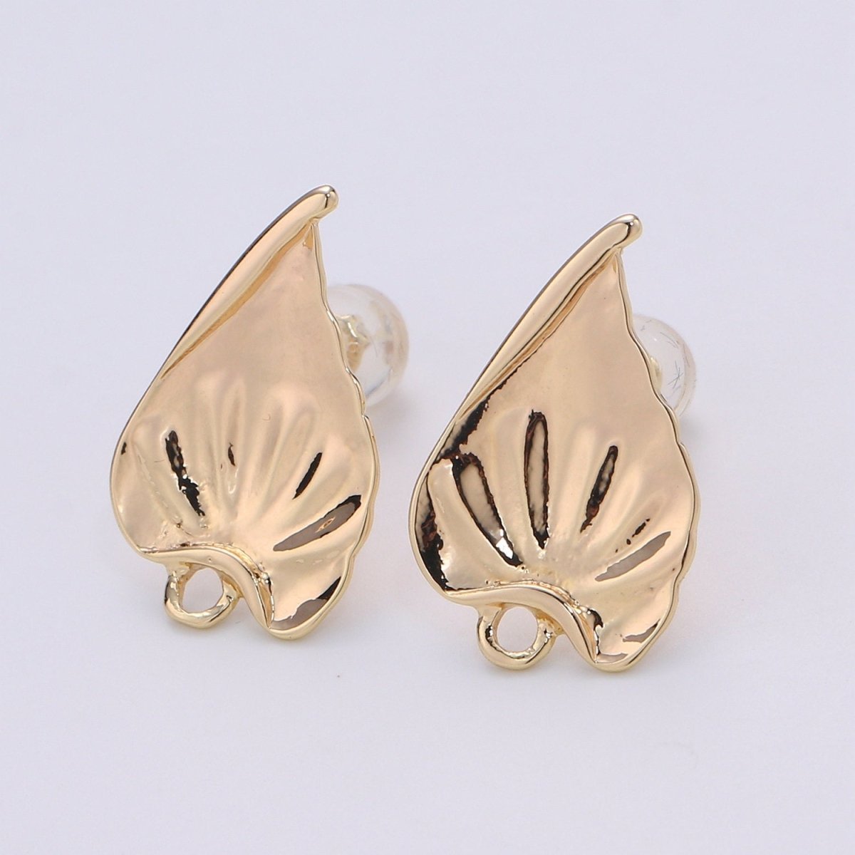 Stud Leaf Earring Gold Filled Nature Earring Jewelry Component L-011