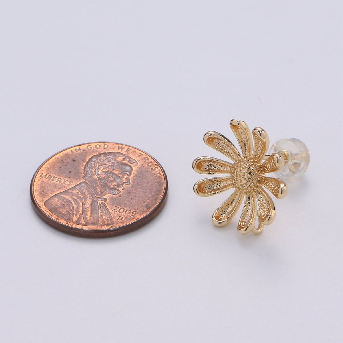 Sun Flower Stud Earring Gold Vermeil Summer Floral Earring DIY Jewelry Component for Christmas Gift K-842
