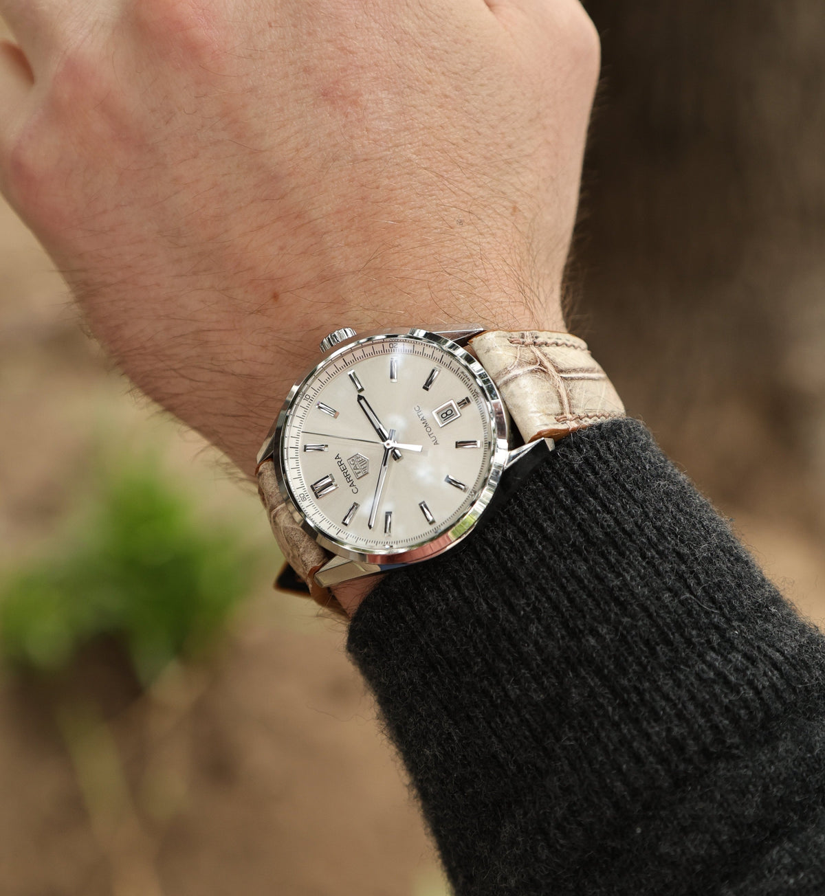 Desert Vein White Alligator Leather Watch Strap 21mm