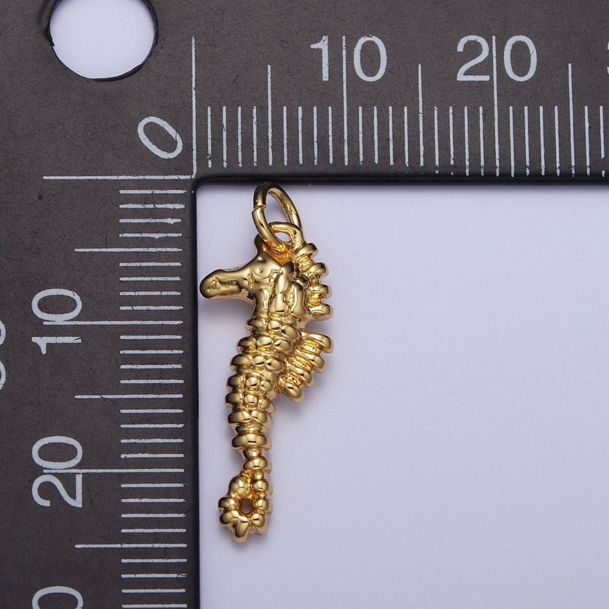Textured Gold Seahorse Ocean Wildlife Charm, Under The Sea Pendant For Jewelry Making  AG-113