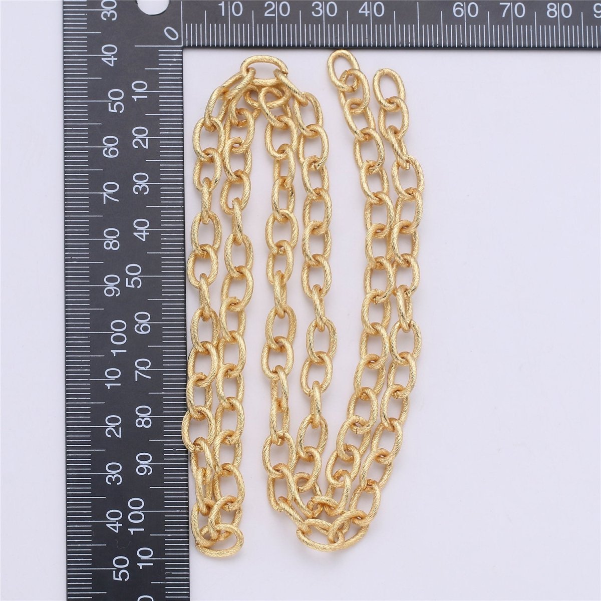 Thick Rolo Cable 14K Gold Plated Chain Necklace, Chunky Chain by Yard Thick Chain 14K GF Faceted Oval Chain Necklace 10x7mm, Textured CABLE Chain | ROLL-063 Clearance Pricing