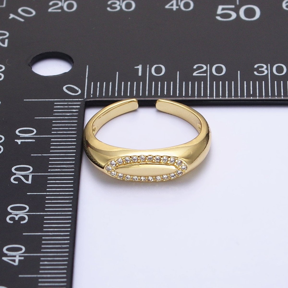 Thin Signet Ring Micro Pave Gold Signet Ring for Minimalist Jewelry O-1982