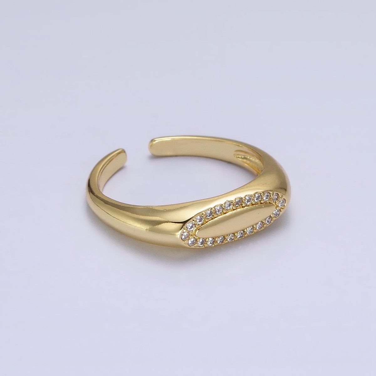 Thin Signet Ring Micro Pave Gold Signet Ring for Minimalist Jewelry O-1982
