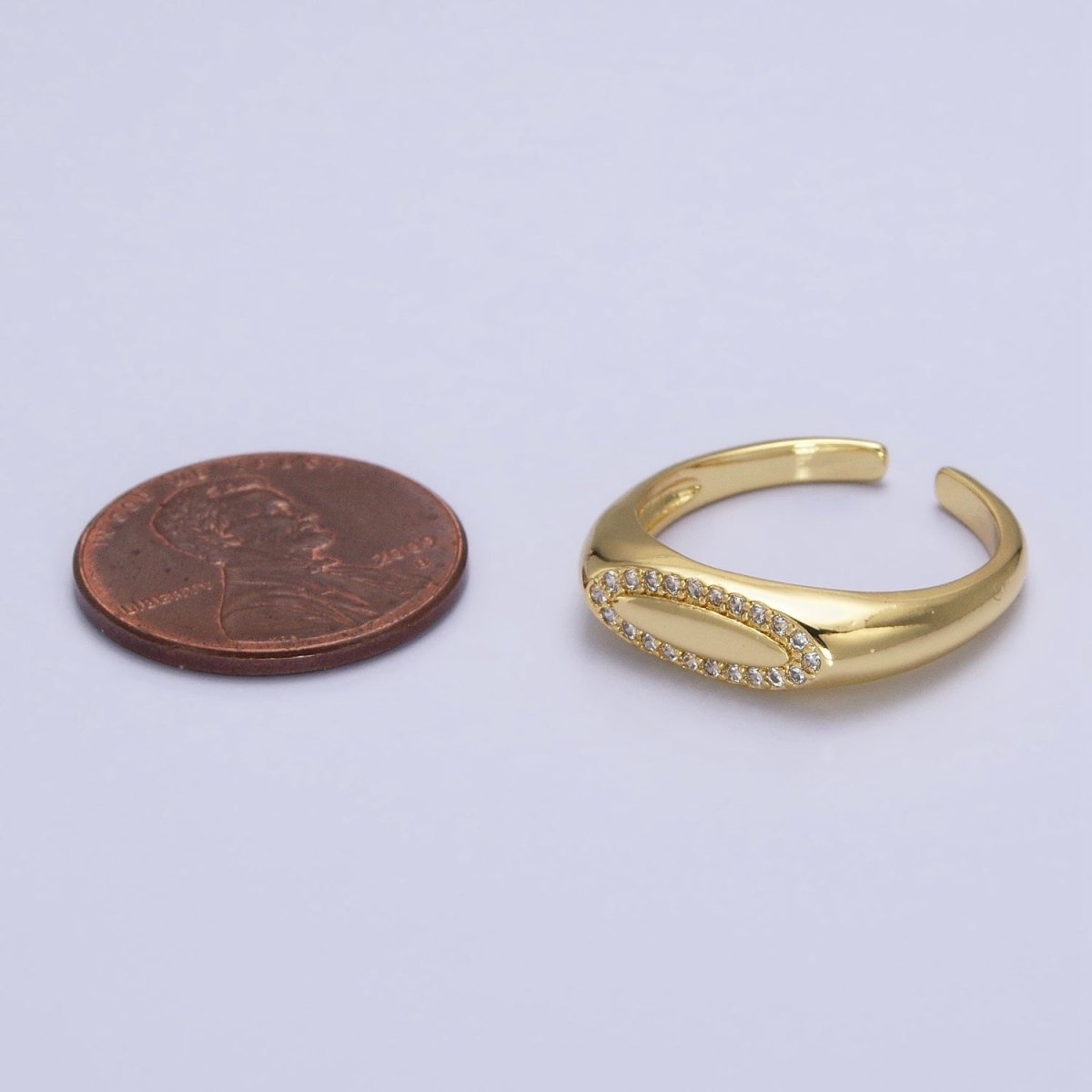 Thin Signet Ring Micro Pave Gold Signet Ring for Minimalist Jewelry O-1982