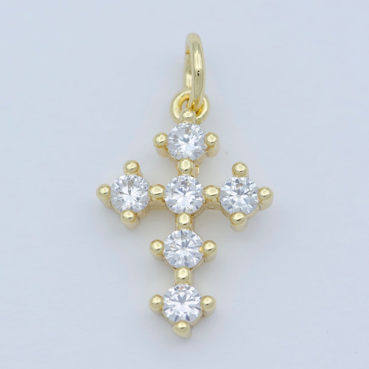 Tiny 15x11mm CZ Cross Religious Charm 14k Gold Filled Micro Pave Cross Clear Rainbow Multi Color Charm for Bracelet Necklace Earring M-303-M-304