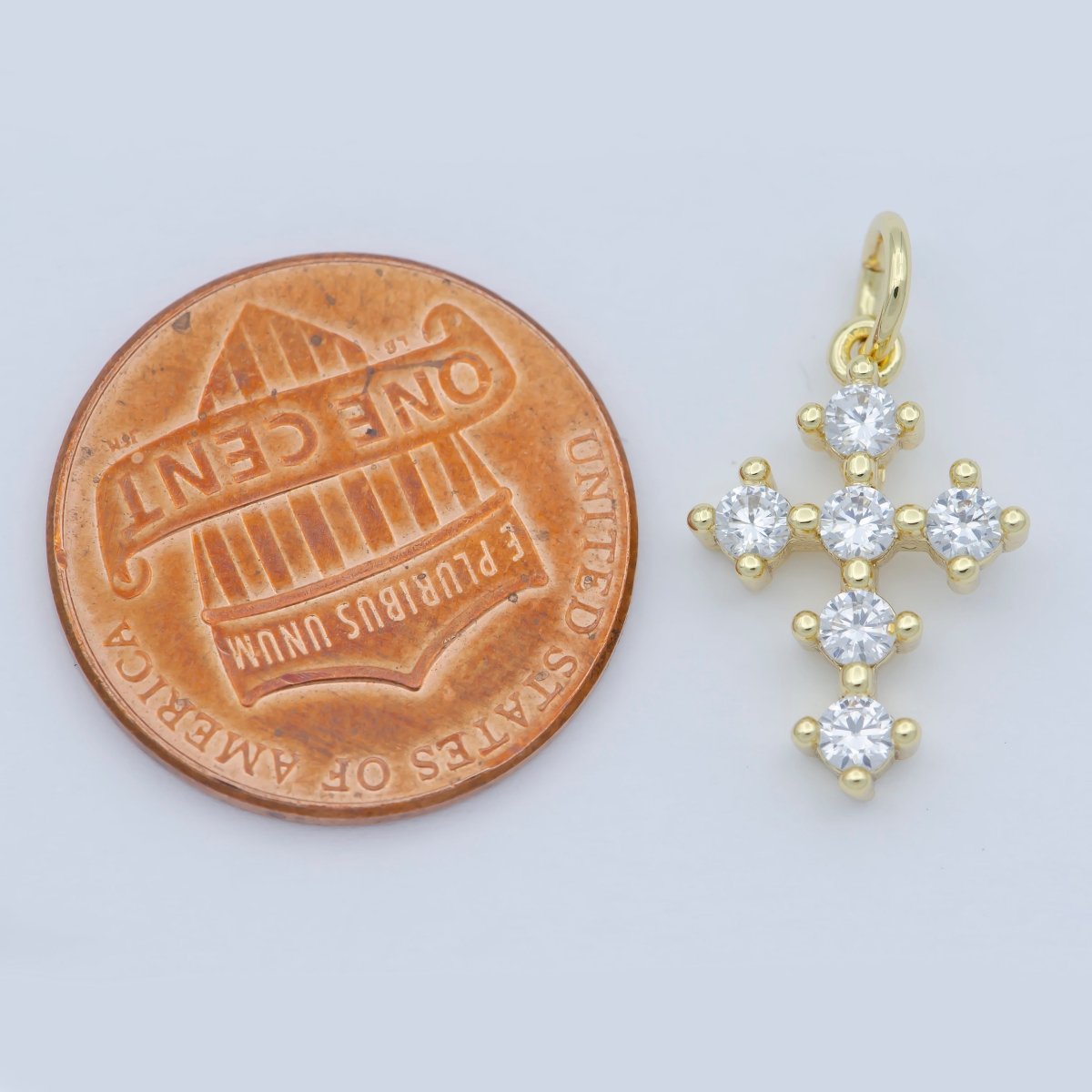 Tiny 15x11mm CZ Cross Religious Charm 14k Gold Filled Micro Pave Cross Clear Rainbow Multi Color Charm for Bracelet Necklace Earring M-303-M-304