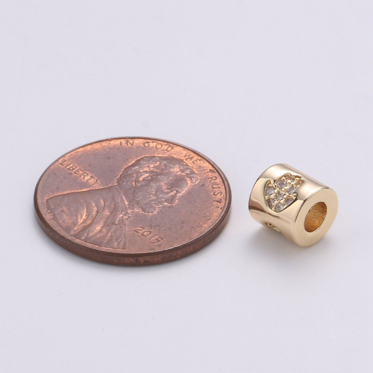 Tiny Beads  6mm Bead CZ Gold Beads Hamsa Hand Beads cylinder Cubic Beads for Bracelet Necklace Supply Large Hole Beads 3mm hole