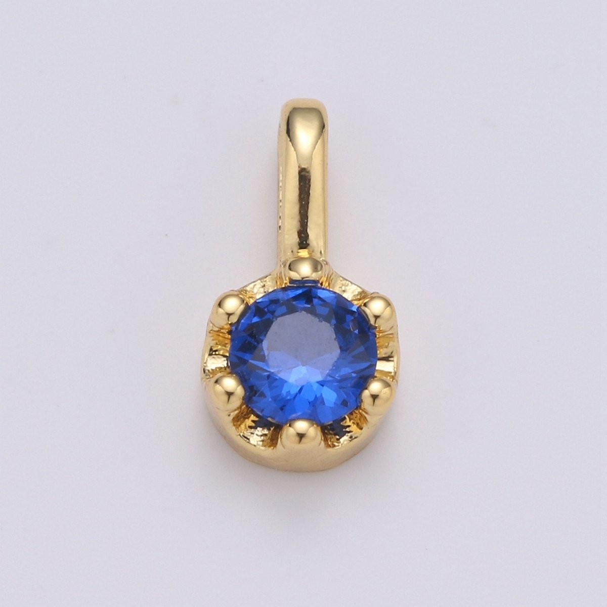 Tiny Dainty Round Gold Charm CZ Cubic Zirconia 10mm Charm Drop Round Small Color Full Cz Birthstone Add on Charm Dangle Charm D-599 to D-604