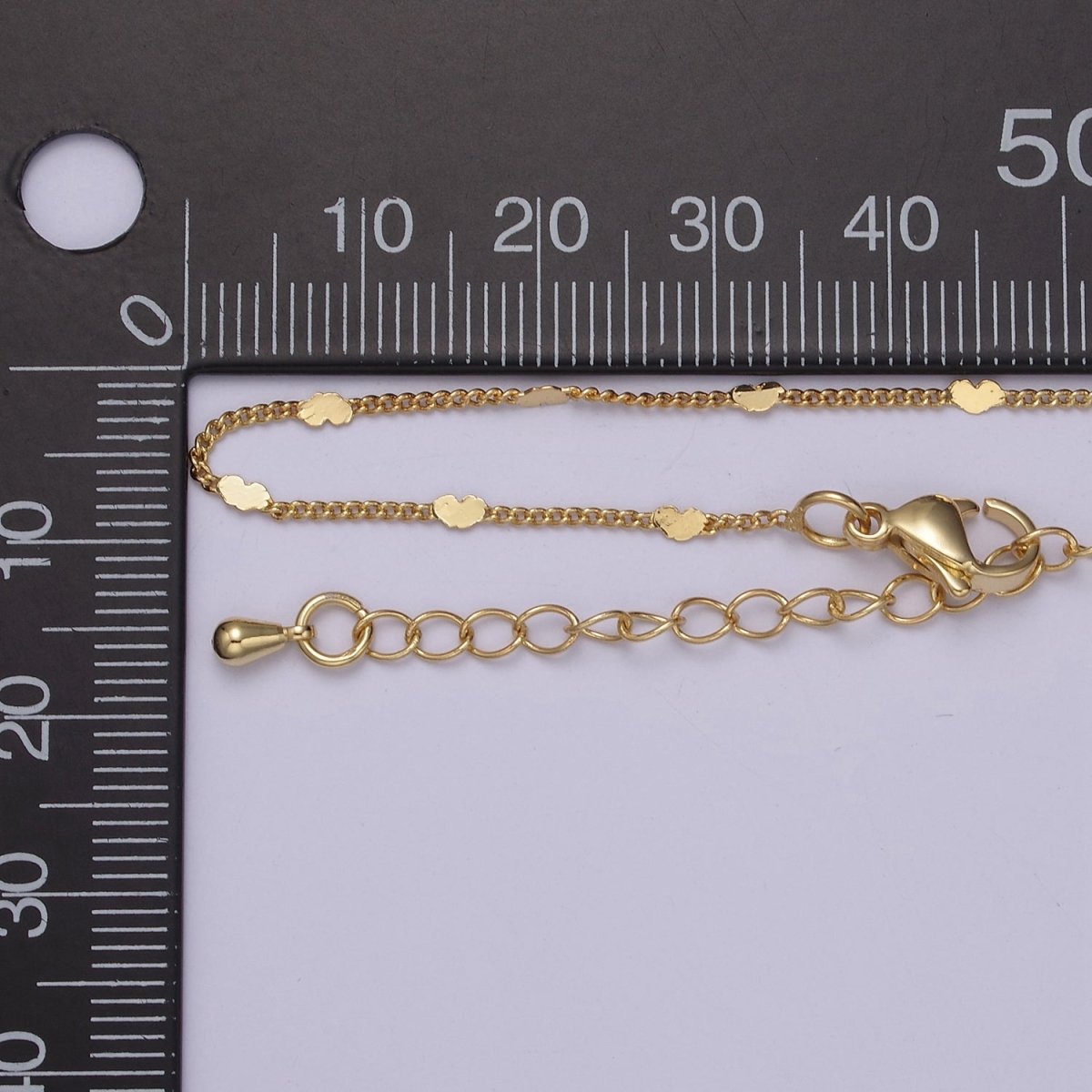 Tiny Heart Necklace in Gold Disc Satellite Chain 24k Gold Filled Curb Chain Dainty Necklace | WA-872