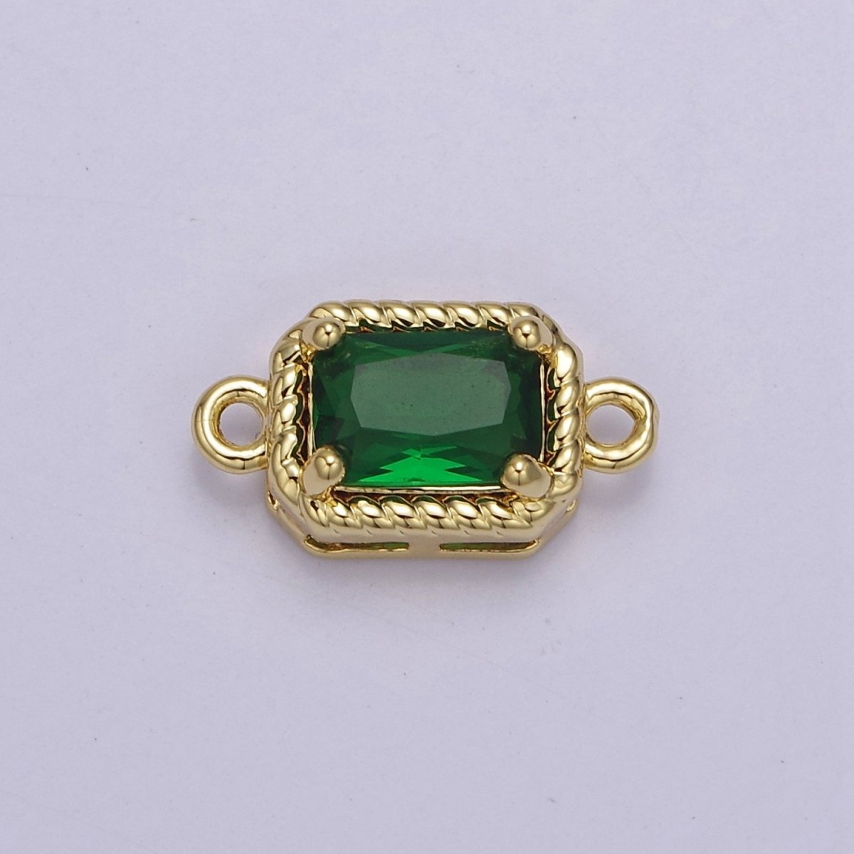 Tiny Rectangle CZ Connector Charm - For Necklace, Bracelet, Earrings - Shiny Gold Connector for DIY Jewelry making - Craft Supplies F-096 F-102 F-110 F-111 F-112