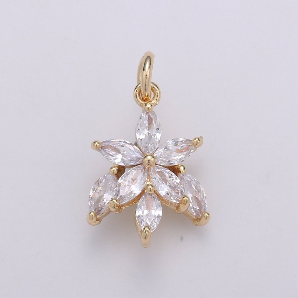 Tiny Small 18K Gold Filled Flower Charm Pave CZ Cubic Zirconia Charm for Bracelet Necklace Earring Charm Supply L-071