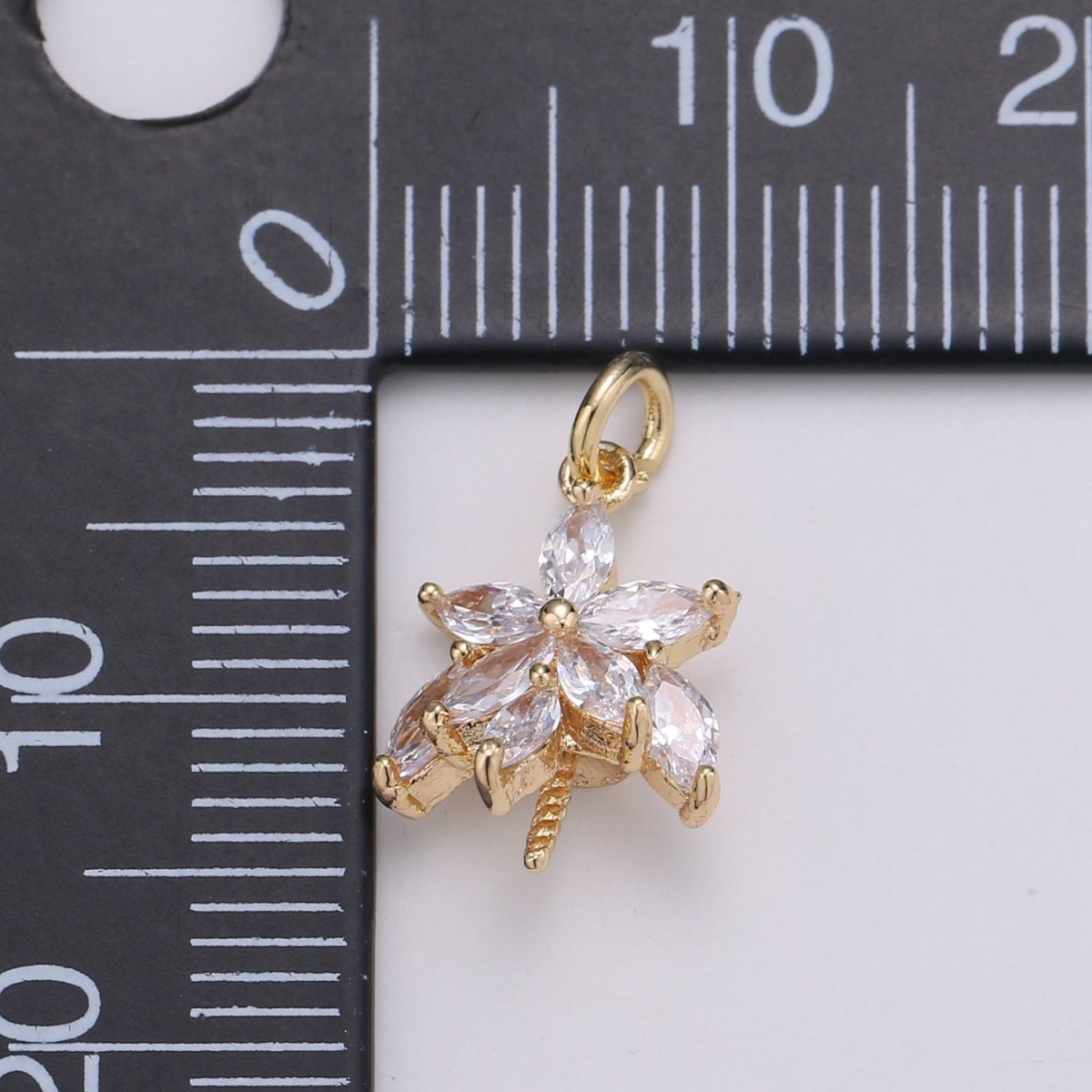 Tiny Small 18K Gold Filled Flower Charm Pave CZ Cubic Zirconia Charm for Bracelet Necklace Earring Charm Supply L-071