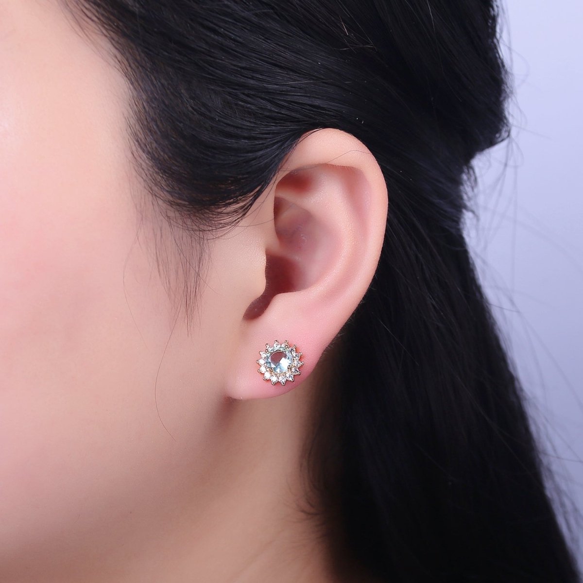 Tiny Zirconia Studs, Dainty Gold Zirconia Earrings, Cz Stud Earrings, Sun Earrings, Tiny Diamond Stud Earrings, Small Gold Earring V-104