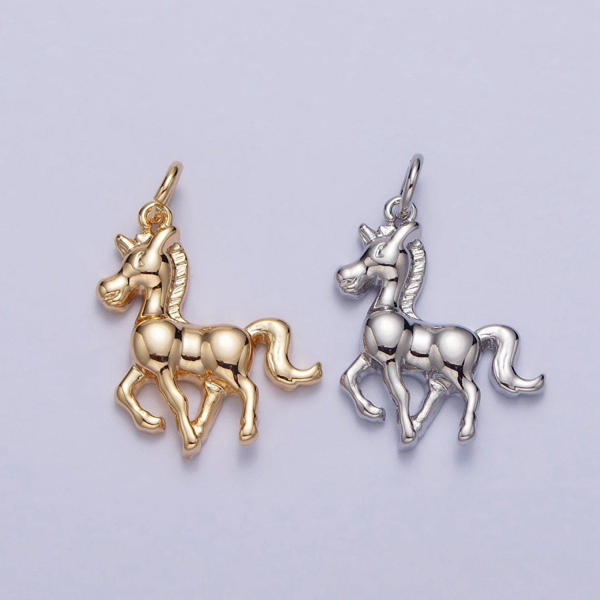 Trotting Horse Unicorn Equestrian Charm in Gold & Silver | AC193