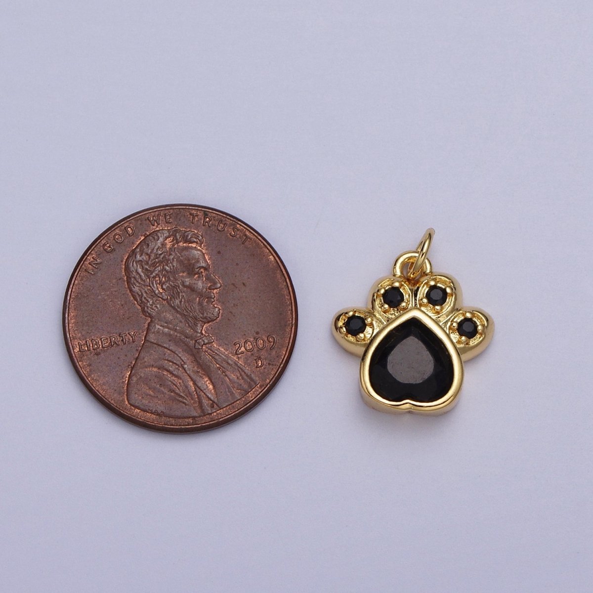 Turquoise, Pink, Red, Black CZ Animal Paw Print Gold Charm | AC019 - AC020