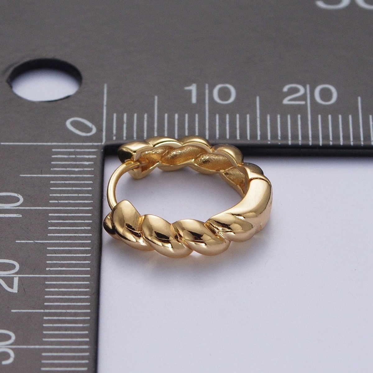 Twisted Bamboo Textured Simple Gold Huggie Small Hoop Earring AD-486
