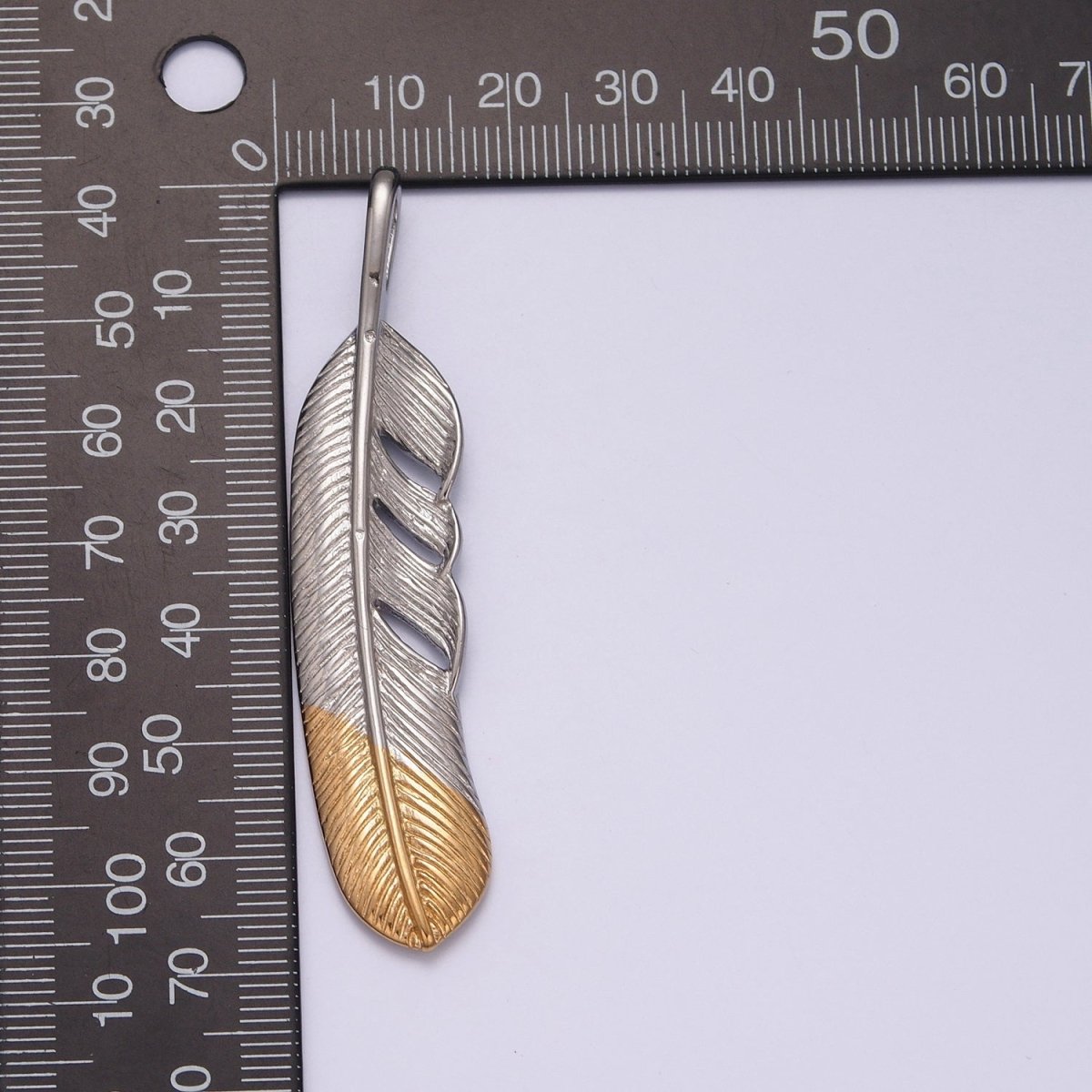 Two Tone feather necklace Pendant Silver boho Charm Jewelry Layering Necklace Men Jewelry X-638