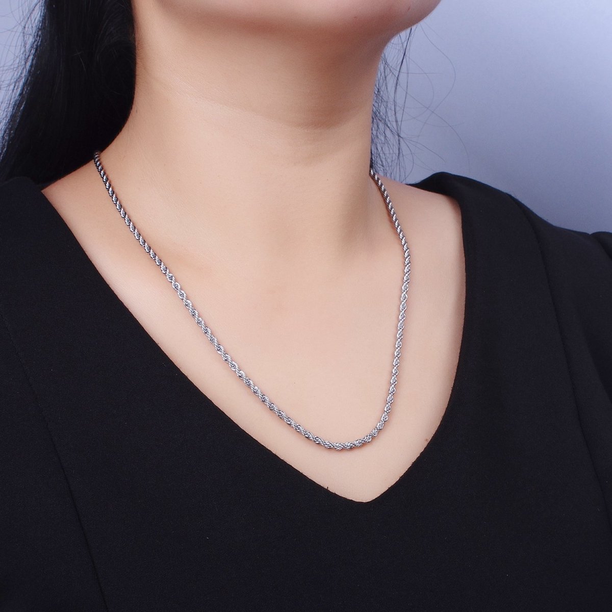 Unisex Chain Necklace, Rope Chain Necklace Gold Twist Chain, 3mm Rope Chain 18" 19.5" Necklace | WA-1520 WA-1521 WA-1522 WA-1523 Clearance Pricing