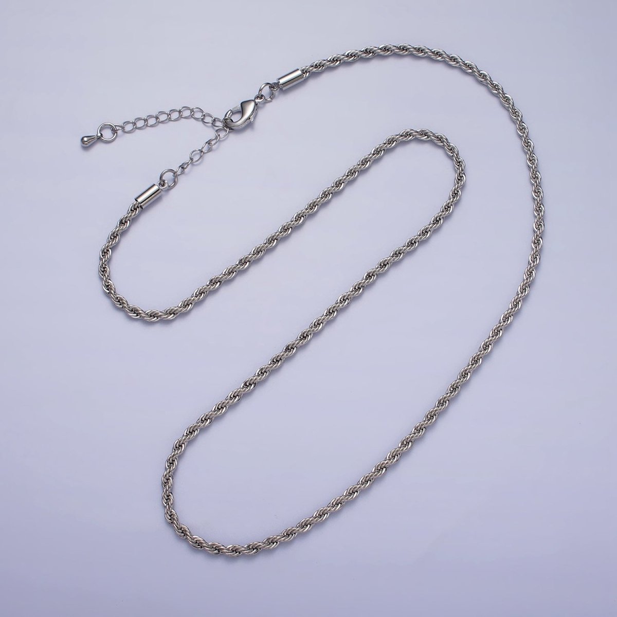 Unisex Chain Necklace, Rope Chain Necklace Gold Twist Chain, 3mm Rope Chain 18" 19.5" Necklace | WA-1520 WA-1521 WA-1522 WA-1523 Clearance Pricing