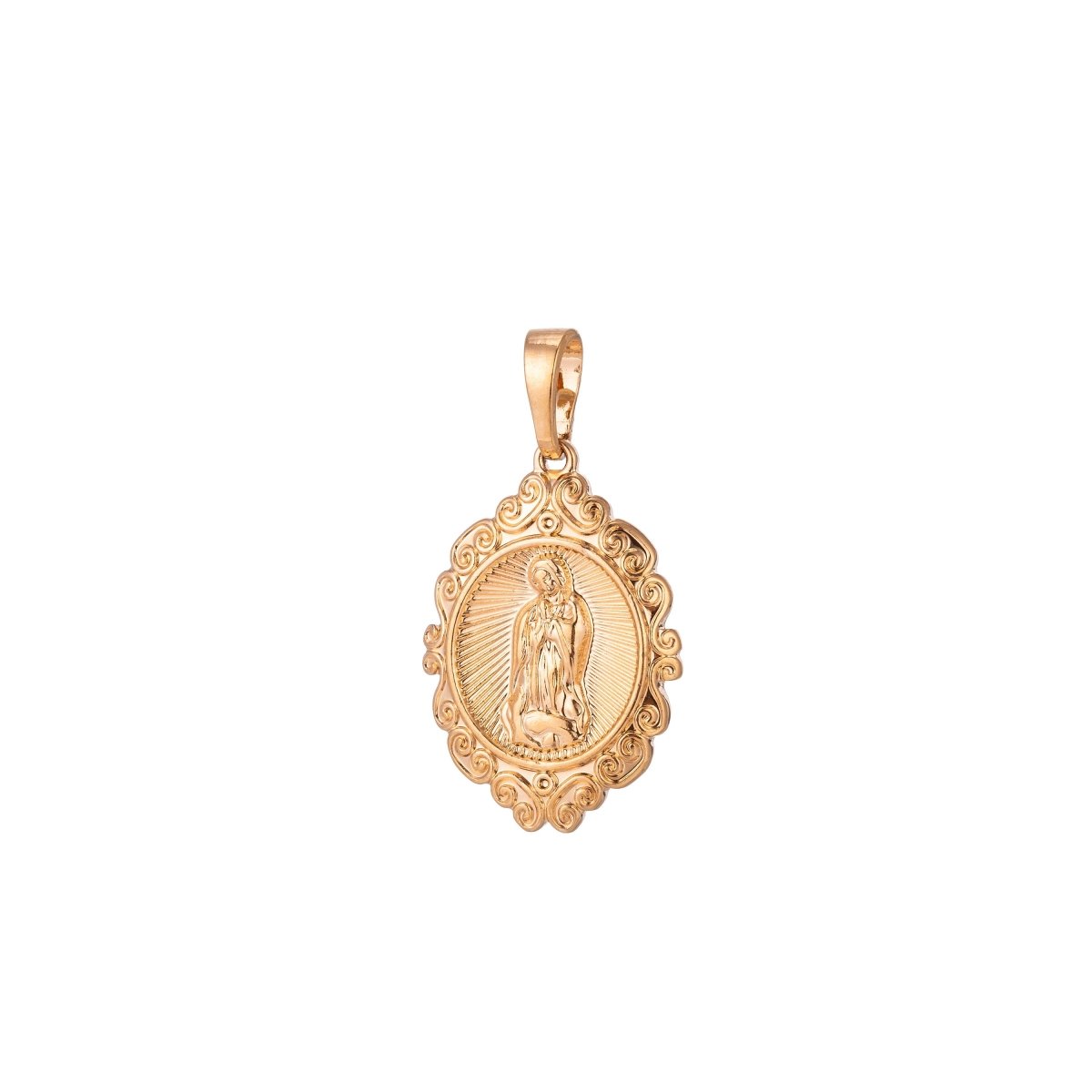 Virgin Mary Charm, 18K Gold Filled Pendant Dainty Virgen de Guadalupe Necklace Charm for Jewelry Making H-870
