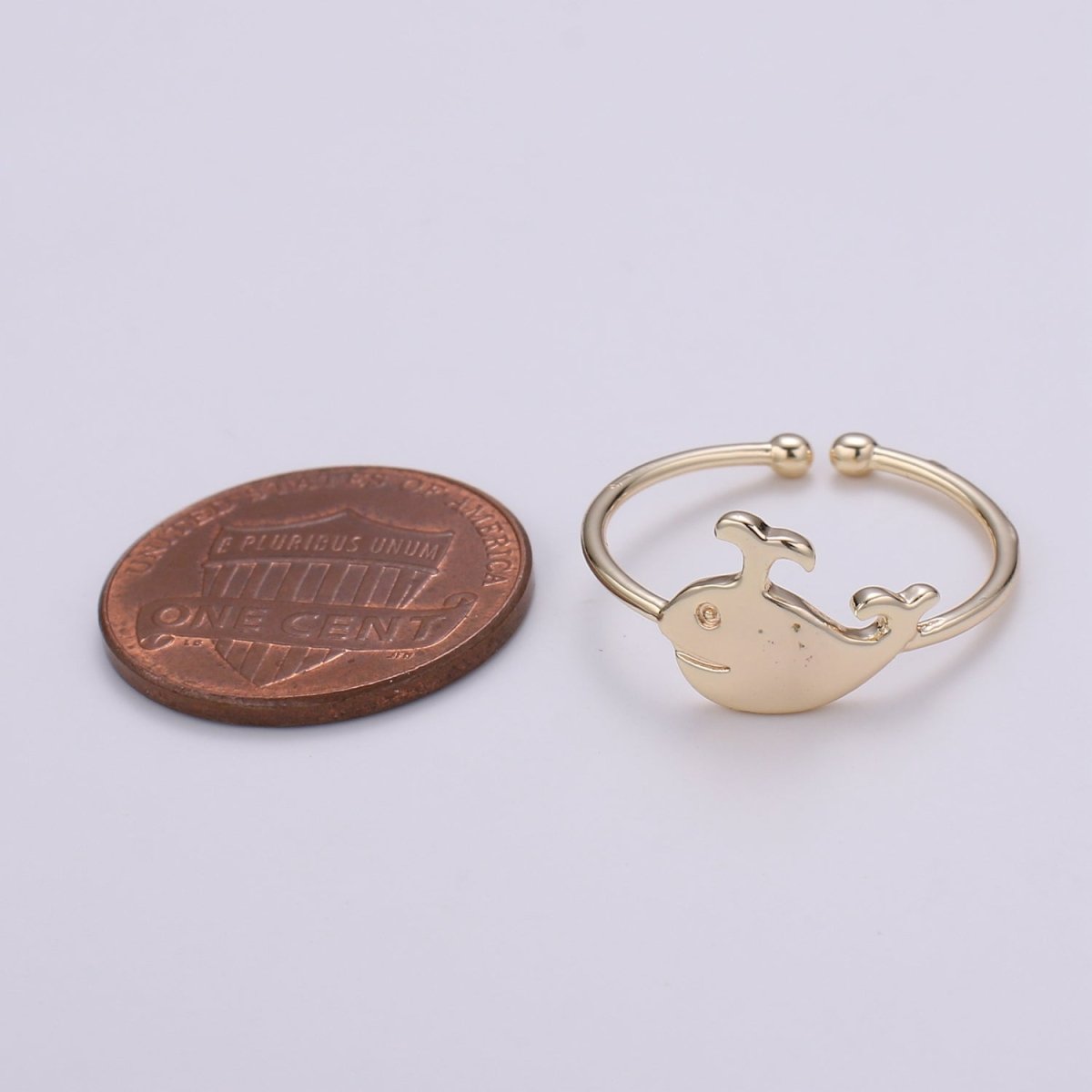 Whale 18k Gold Ring, Adjustable Gold Curb Ring, Under the sea Ocean Life Ring, The Animal R-267
