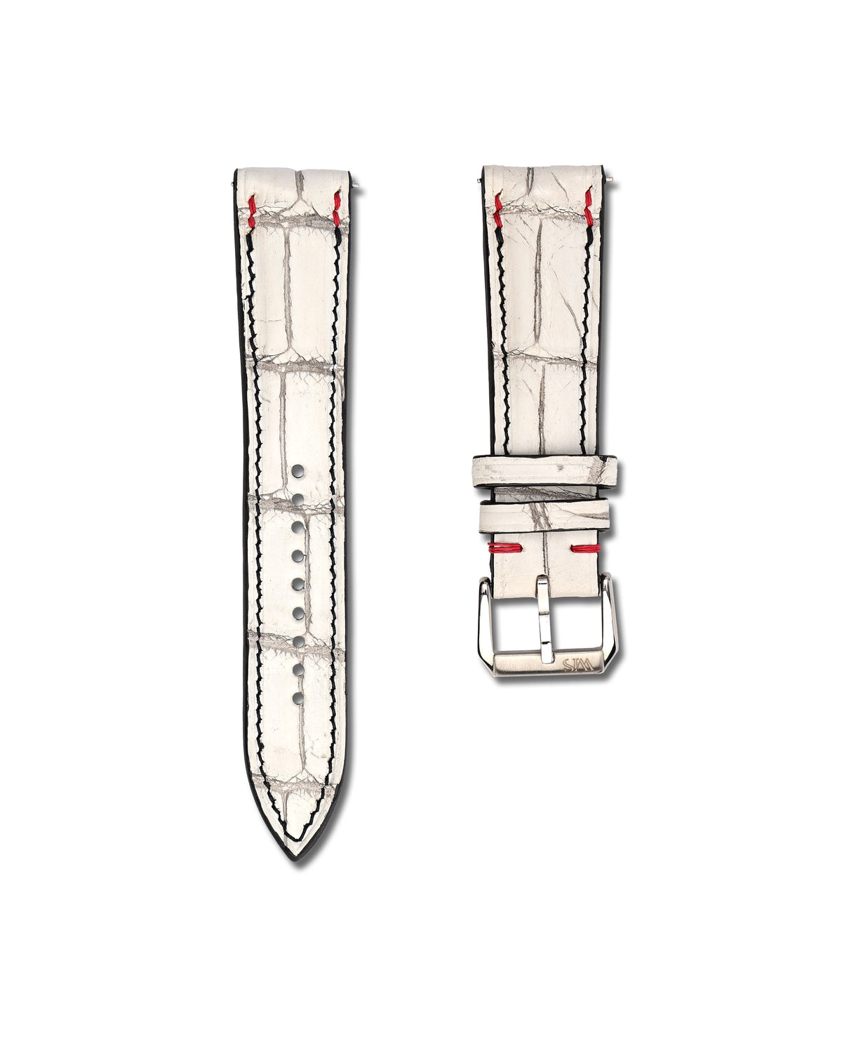 Ivory Vein White Alligator Leather Watch Strap 22mm