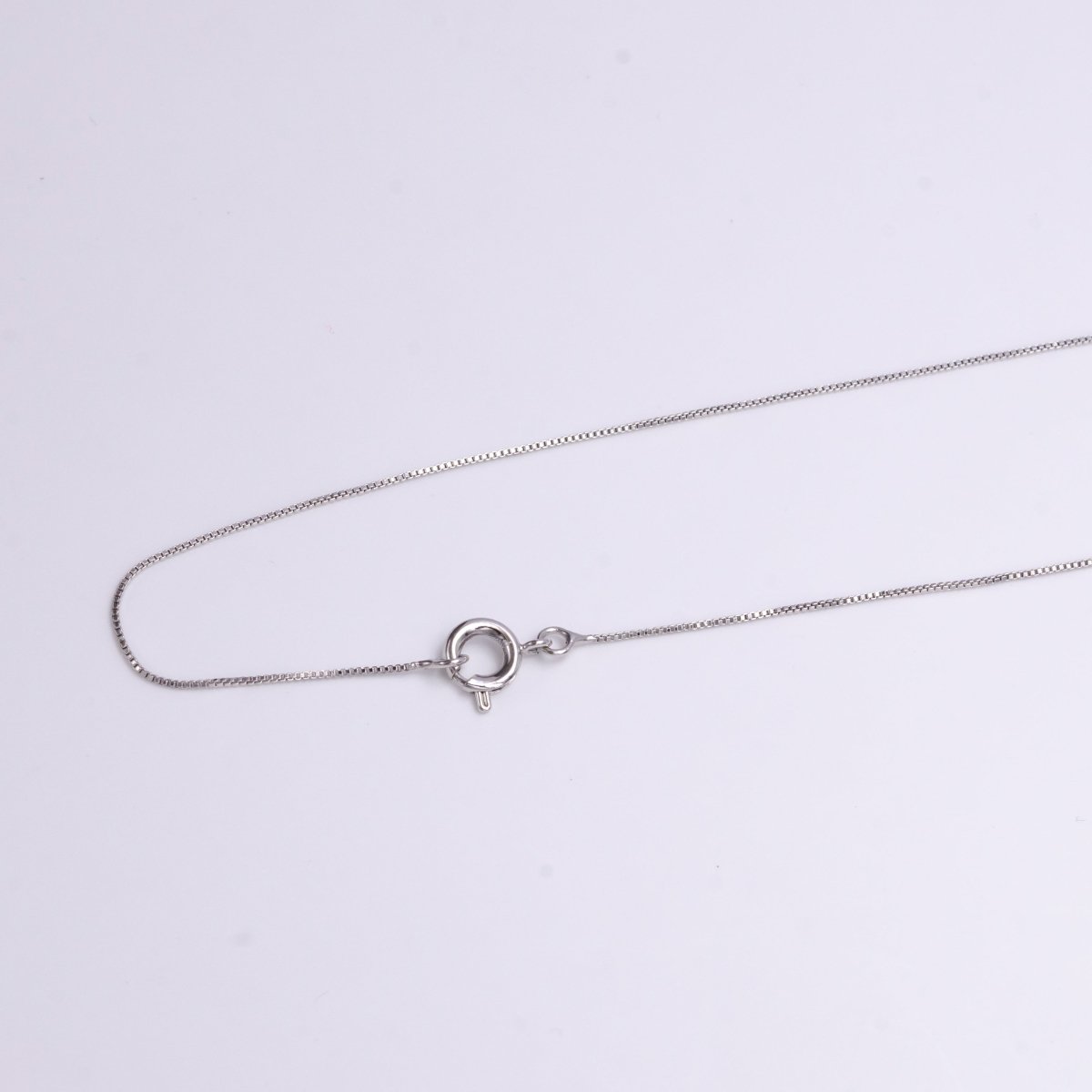 White Gold Filled 0.5mm Dainty Box Chain 17.5 Inch Chain Necklace | WA-1908 Clearance Pricing