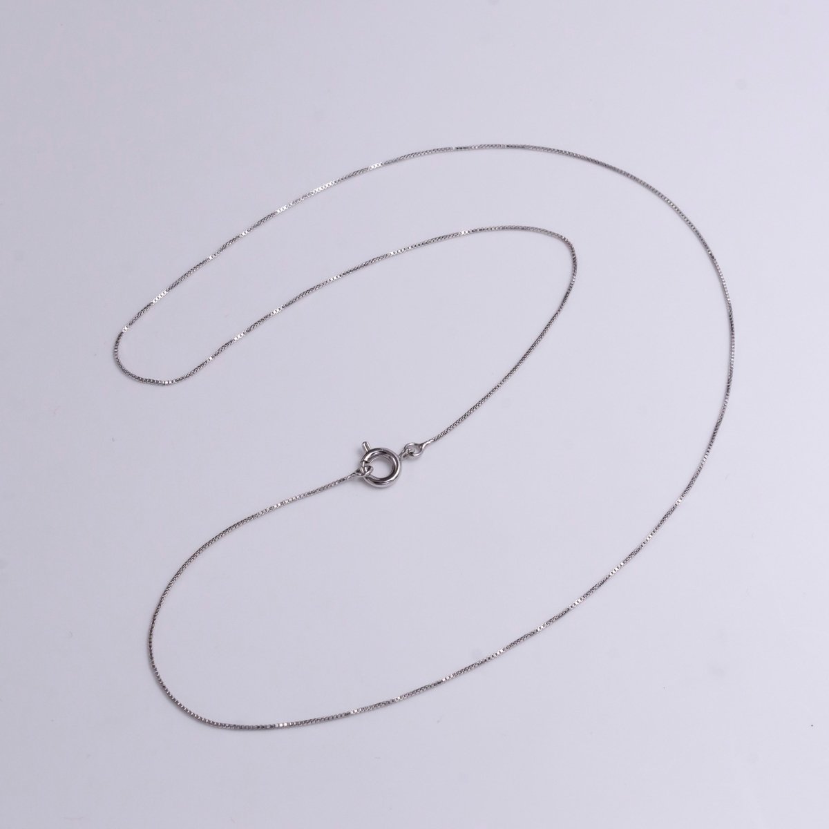 White Gold Filled 0.5mm Dainty Box Chain 17.5 Inch Chain Necklace | WA-1908 Clearance Pricing