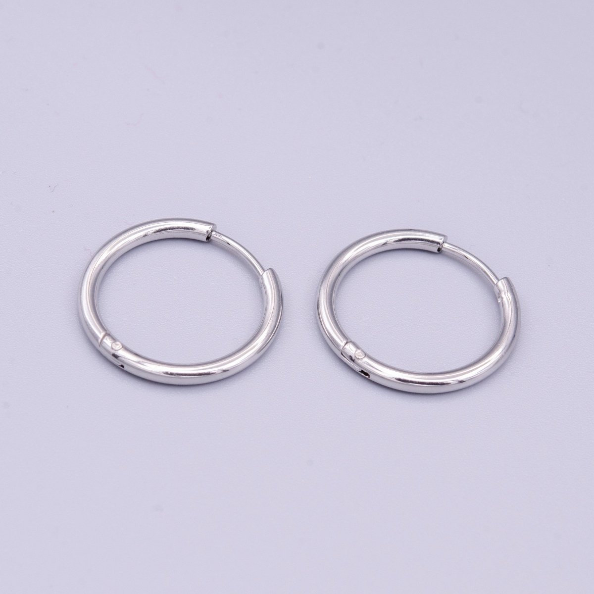 White Gold Filled 11mm, 13mm, 15mm, 17mm, 19mm, 21mm, 23mm Silver Minimalist Huggie Endless Hoop Earrings | AD1536 - AD1542