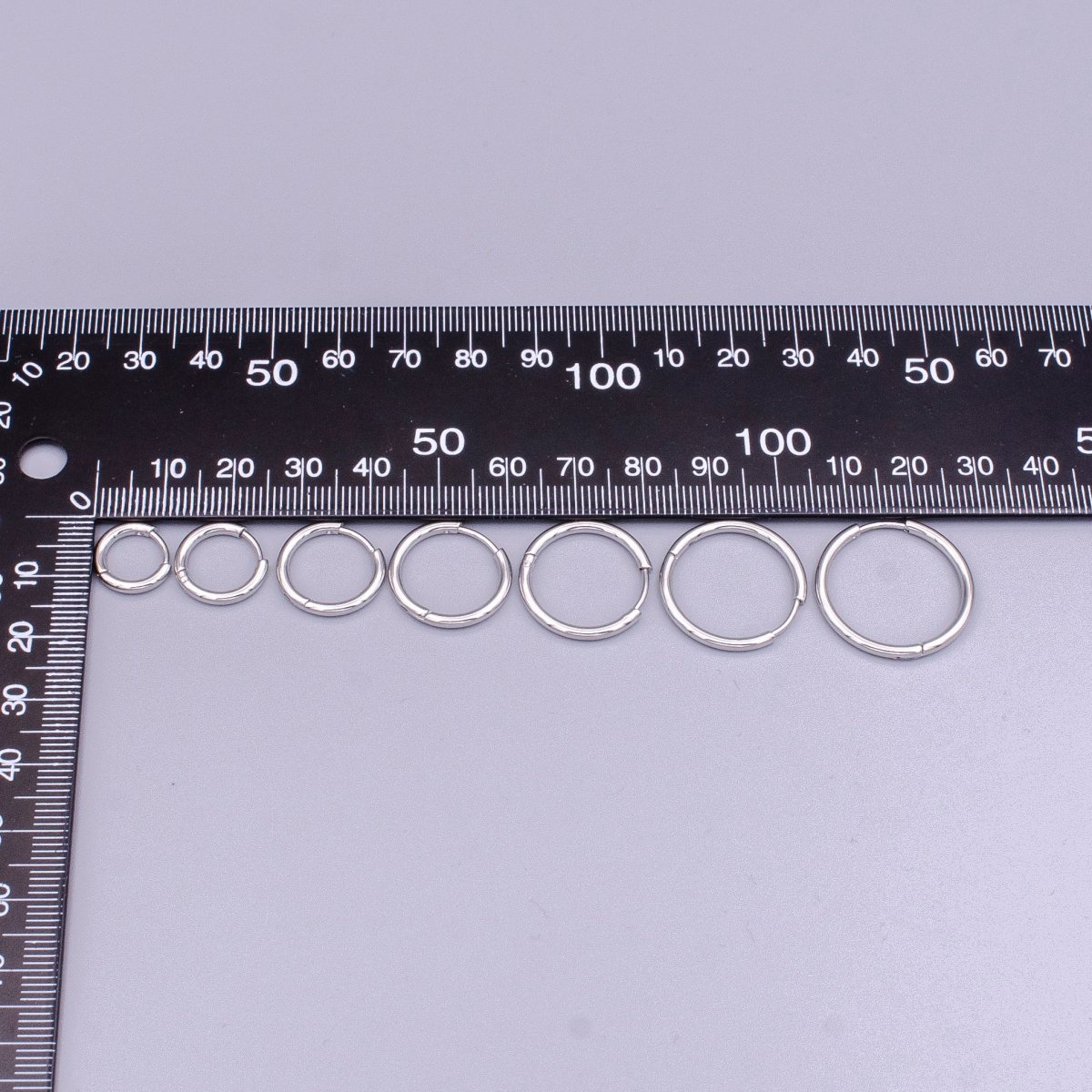 White Gold Filled 11mm, 13mm, 15mm, 17mm, 19mm, 21mm, 23mm Silver Minimalist Huggie Endless Hoop Earrings | AD1536 - AD1542