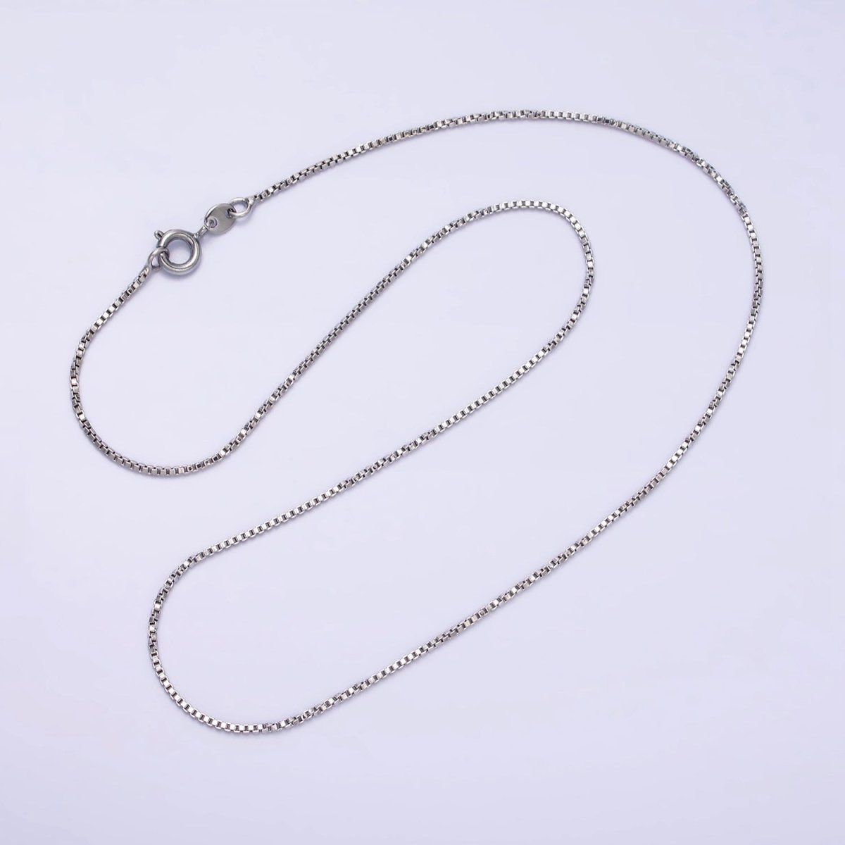White Gold Filled 1.2mm Dainty Box 20 Inch, 18 Inch Chain Necklace | WA-1780 WA-1781 Clearance Pricing